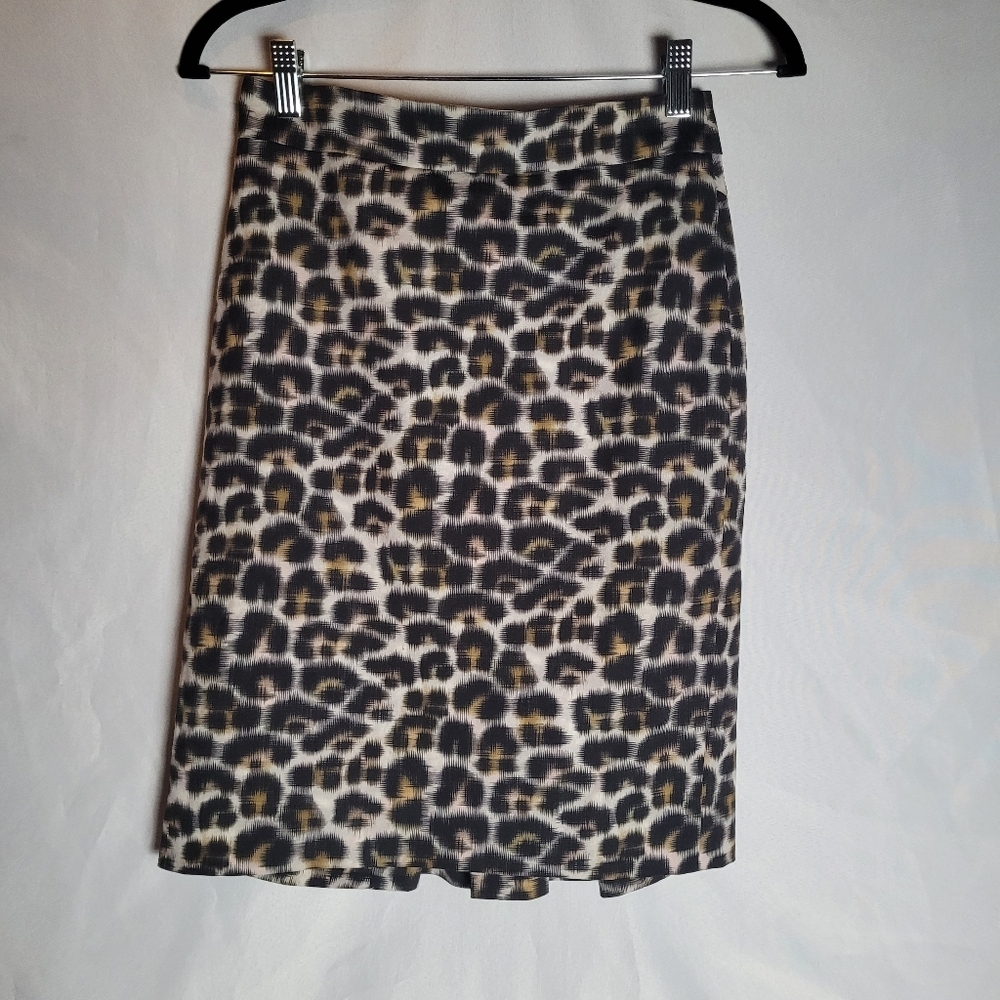 Ann Taylor Petites Silk Blend Animal Print Pencil Skirt Size 0 Petite